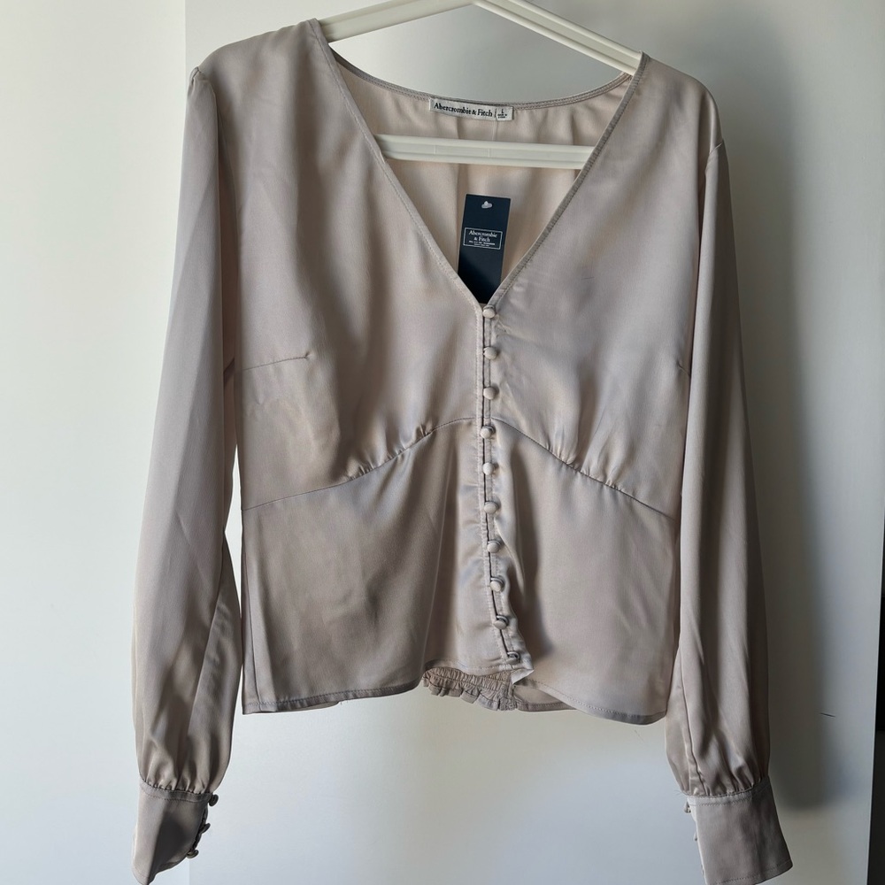 Abercrombie Champagne Long sleeve button-down top BRAND NEW WITH TAGS